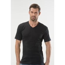 Anıt 1109 Siyah 3 Adet Ribana V Yaka Kollu Erkek Fanila