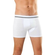 Anıt 1252 Beyaz 3 Adet Çizgili Likralı Erkek Boxer