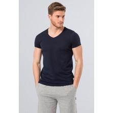 Cacharel 2170 Lacivert Erkek Modal V Yaka Slim Fit T-Shirt