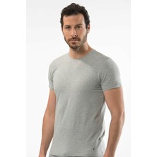 Cacharel 1307 Gri Melanj Erkek O Yaka Kısa Kollu T-Shirt