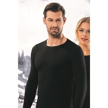 Anıt Lingerie Anıt 1159 Siyah Bisiklet Yaka Uzun Kollu Erkek Içlik Termal Üst