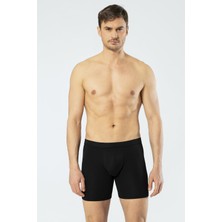 Cacharel 1336 Siyah Erkek Likralı Bel Bantlı Uzun Boxer