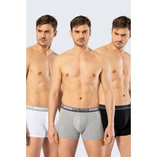 Cacharel 1337 Beyaz Siyah Gri Erkek 3 Lü Likralı Boxer