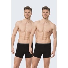 Türen 135 Siyah 2'li Erkek Likralı Düğmeli Boxer