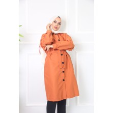 Comstarmoda Kadın Trençkot Owersize Ince Gabardin Düğmeli