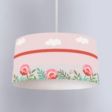 instababyrooms Bej Kırmızı Çiçek Yaprak Desenli Çocuk Odası Dijital Baskılı Sarkıt Avize