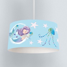 instababyrooms Açık Mavi Denizkızı  Desenli Çocuk Odası Dijital Baskılı Sarkıt Avize