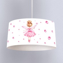 instababyrooms Beyaz Pembe Balerin Peri Desenli Çocuk Odası Dijital Baskılı Sarkıt Avize