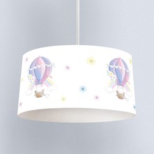 instababyrooms Beyaz Balon Gökkuşağı Desenli Çocuk Odası Dijital Baskılı Sarkıt Avize