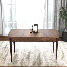 Canisa Concept Via Serisi 80 x 132 cm  Açılabilir Barok Ahşap Desen Mutfak Masa Takımı + 8 Adet Sandalye