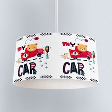 instababyrooms Kırmızı Yarış Arabası  Desenli Çocuk Odası Dijital Baskılı Sarkıt Avize