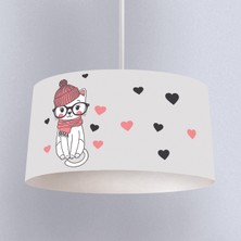 instababyrooms Gri Tatlı Kedi Desenli Çocuk Odası Dijital Baskılı Sarkıt Avize