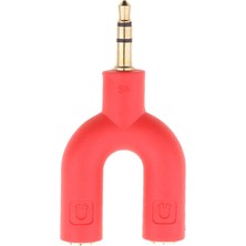 Prettyia 3.5mm Stereo Ses Splitter Kulaklık Kulaklık 2 Yollu Adaptör Anahtarlık Kırmızı (Yurt Dışından)