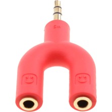 Prettyia 3.5mm Stereo Ses Splitter Kulaklık Kulaklık 2 Yollu Adaptör Anahtarlık Kırmızı (Yurt Dışından)