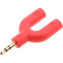 Prettyia 3.5mm Stereo Ses Splitter Kulaklık Kulaklık 2 Yollu Adaptör Anahtarlık Kırmızı (Yurt Dışından)
