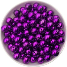 Hedef Bijuteri 14MM Mor Renk Parlak Metalize Plastik Boncuk,metalik Takı,çanta Yapım Boncuğu (100GR , ~65 Adet)