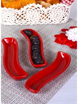 Keramika 18 cm 3 Adet Kırmızı Servis Gereçleri