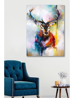 Hediyeler Kapında 100X140 Dekoratif Geyik Duvar Kanvas Tablo