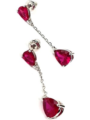 Ose Shop Sky Diamond Red Creative Rubies 925 Ayar Gümüş  Damla Küpe