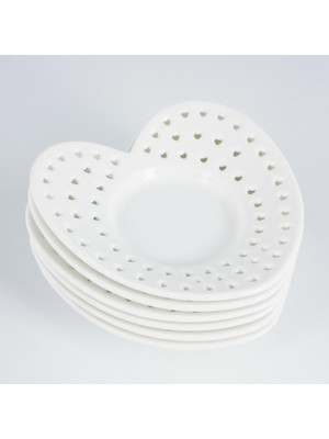 Çanak Sepeti Porselen Kalp Model Çay Tabağı 6 Adet