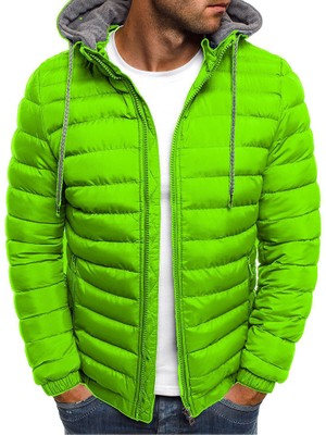 Chance Petcastle Erkek Kısa Sıcak Kapüşonlu Pamuklu Ceket-Yeşil (Yurt Dışından)