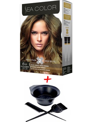 Sea Color Krem Saç Boyası 6.0 Koyu Kumral 2 Tüplü Set + Boyama Seti