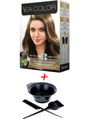 Sea Color Krem Saç Boyası 7.3 Fındık Kabuğu 2 Tüplü Set + Boyama Seti