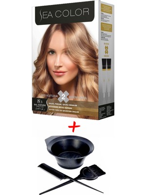 Sea Color Krem Saç Boyası 8.3 Bal Köpüğü 2 Tüplü Set + Boyama Seti