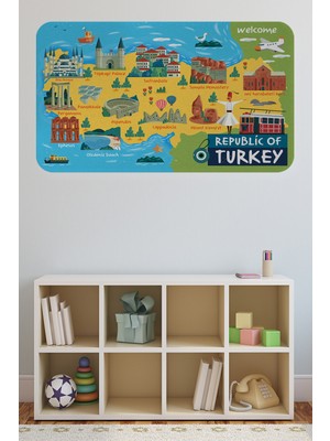 Harita Sepeti Eğitici ve Öğretici Dekoratif Cocuk Odası Türkiye Haritası Duvar Sticker 3871