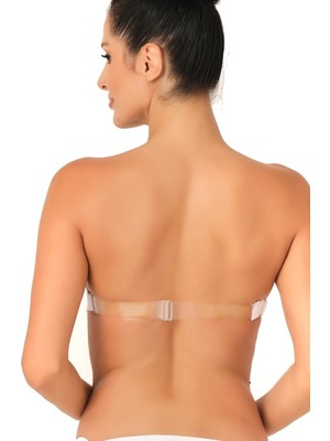Emay Beyaz Emay 701 Sırtı Şeffaf Straplez Sütyen