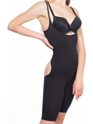 Emay Siyah Emay 2038 Popo ve Göğsü Açık Paçalı Boy Korse