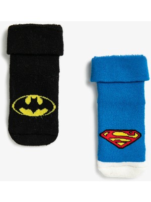 Koton Süperman Batman Baskılı Erkek Bebek Çorap Set