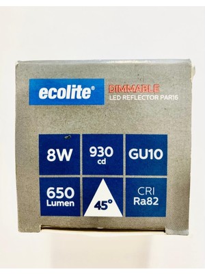 Ecolite  PAR16 GU10 2700K Sarı Işık 8W  650 Lumen Dim Edilebilir LED  Ampül  5 Adet