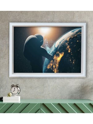 Bk Gift Dünya Tasarımlı Özel Ahşap Çerçeveli Tablo 30X46CM-1