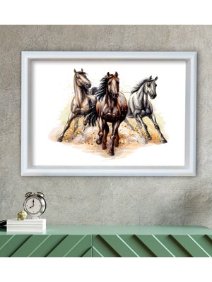 Bk Gift Atlar Tasarımlı Özel Ahşap Çerçeveli Tablo 30X46CM-1