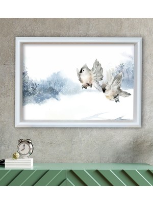 Bk Gift Kuşlar Tasarımlı Özel Ahşap Çerçeveli Tablo 30X46CM-1