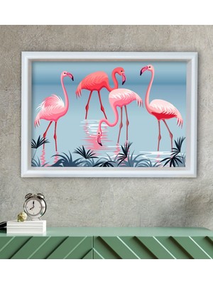 Bk Gift Flamingo Tasarımlı Özel Ahşap Çerçeveli Tablo 30X46CM-1