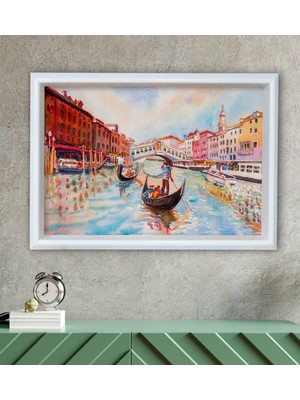 Bk Gift Venice Canal Tasarımlı Özel Ahşap Çerçeveli Tablo 30X46CM-1