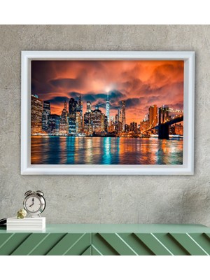 Bk Gift New York Tasarımlı Özel Ahşap Çerçeveli Tablo 30X46CM-1