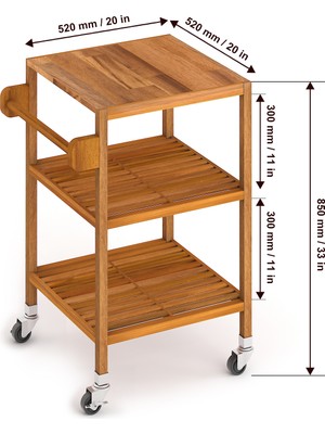 INTERBUILD REAL WOOD Interbuild Masif Akasya,holger Mutfak Servis ARABASI,520X520X850 Mm,altın Tik