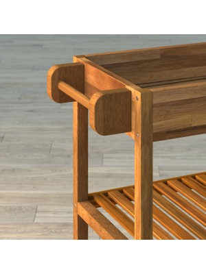 INTERBUILD REAL WOOD Interbuild Masif Akasya,holger Tepsili Mutfak Servis ARABASI,799X349X850 Mm,altın Tik