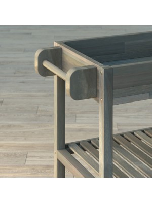 INTERBUILD REAL WOOD Interbuild Masif Akasya,holger Tepsili Mutfak Servis ARABASI,799X349X850 Mm,alaca Gri