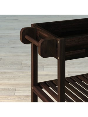 INTERBUILD REAL WOOD Interbuild Masif Akasya,holger Tepsili Mutfak Servis ARABASI,799X349X850 Mm,espresso