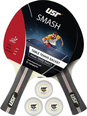 USR Smash-RB Masa Tenisi 2 Raket + 3 Top Set