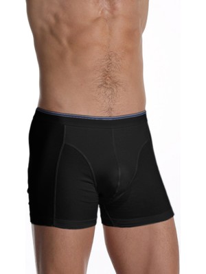 Çift Kaplan Erkek Elastanlı Siyah Boxer 0889