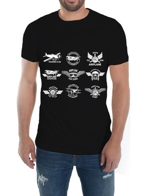 Fly Tshirt Born To Fly Version 1 Erkek Kısa Kollu T-Shirt - Glow In Dark Serisi- Siyah