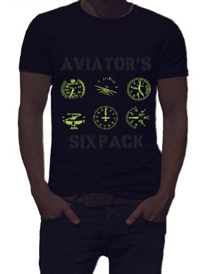 Fly Tshirt Six Pack Glow In Dark Erkek Kısa Kollu T-Shirt - Siyah