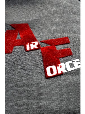 Fly Tshirt Airforce Yün Kapşonlu Erkek Sweatshirt - Antrasit