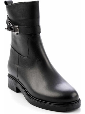 Bambi Siyah Leather Kadın Bot & Bootie K025312056