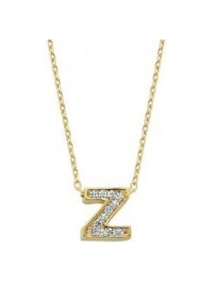 Altın Z Harfi Kolye Taşlı
